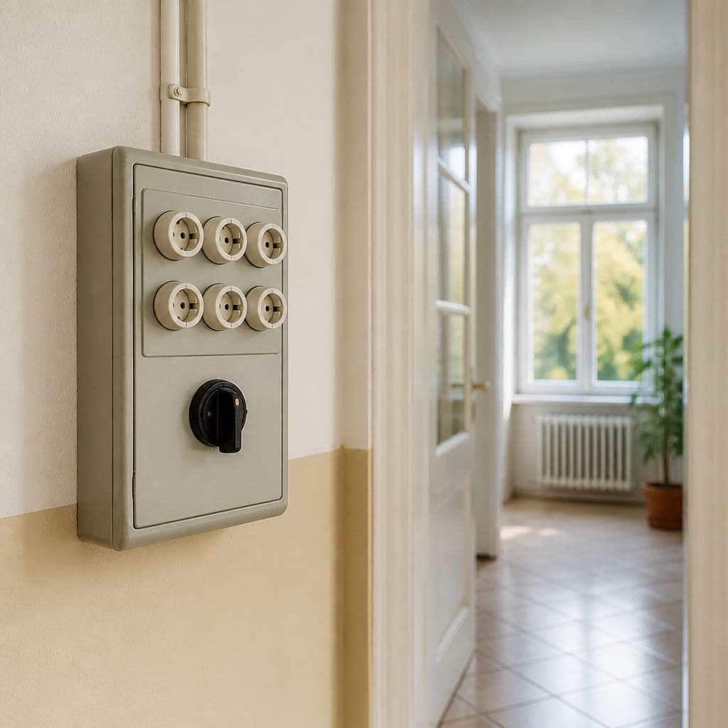 Alter Sicherungskasten mit Schraubsicherungen aus den sechziger Jahren